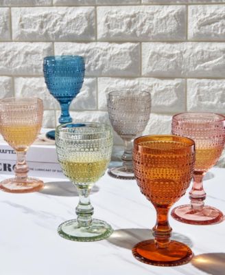 Khen Vintage Hobnail Goblet Wine Glasses, Set of 6