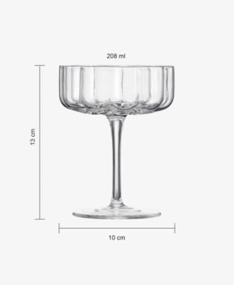 Khen Vintage Wavy Flower Coupe Glasses, Set of 4
