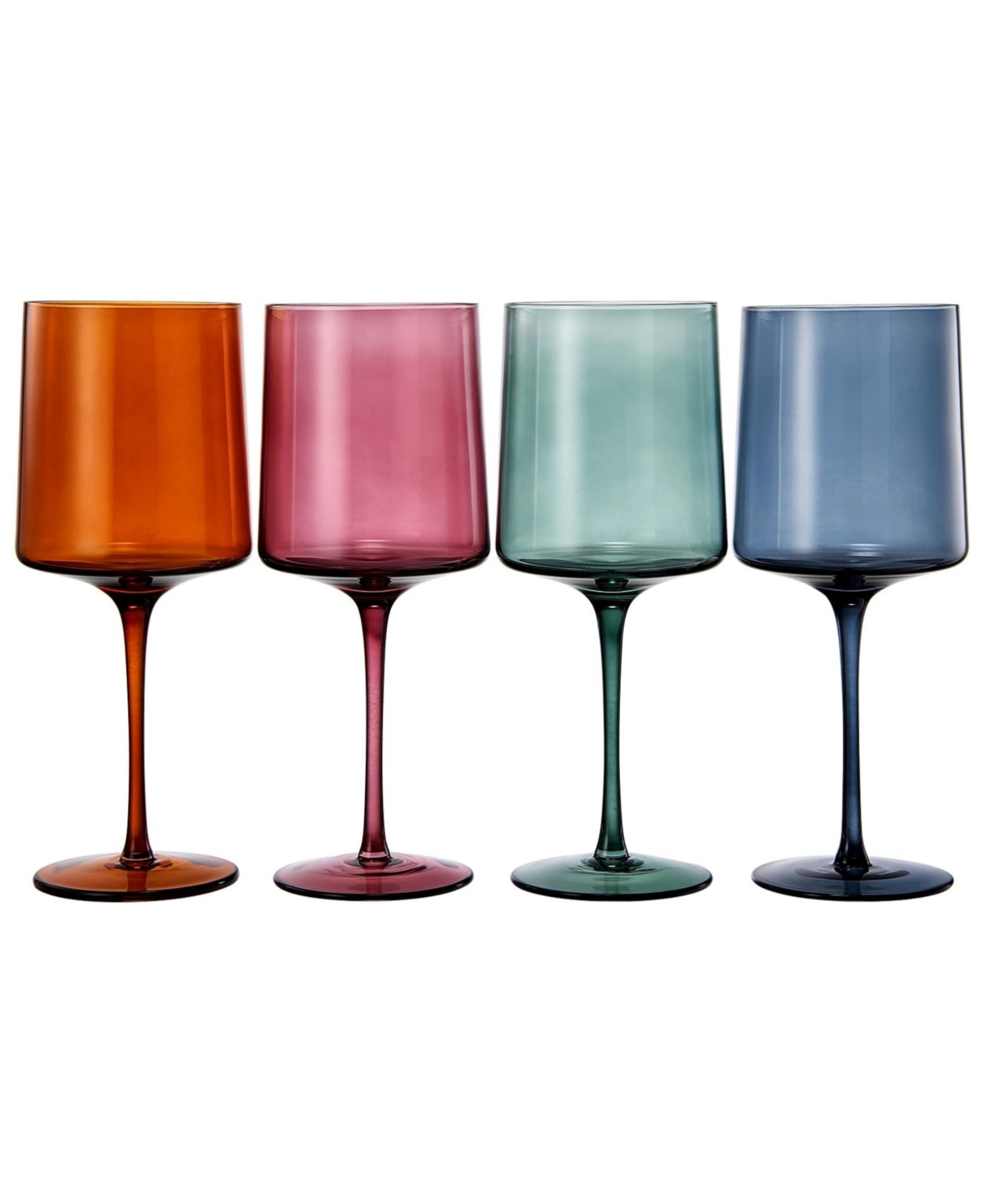 The Wine Savant Khen Pastel Muted Square Wine Glasses, Set Of 4