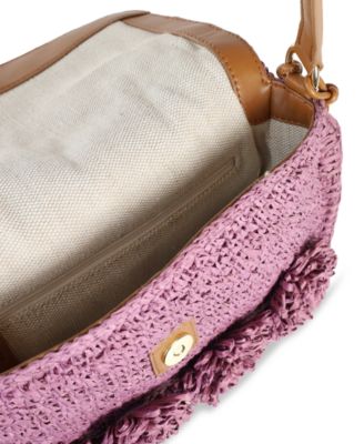 Phoebe Small Raffia Shoulder Flap Shoulder Bag