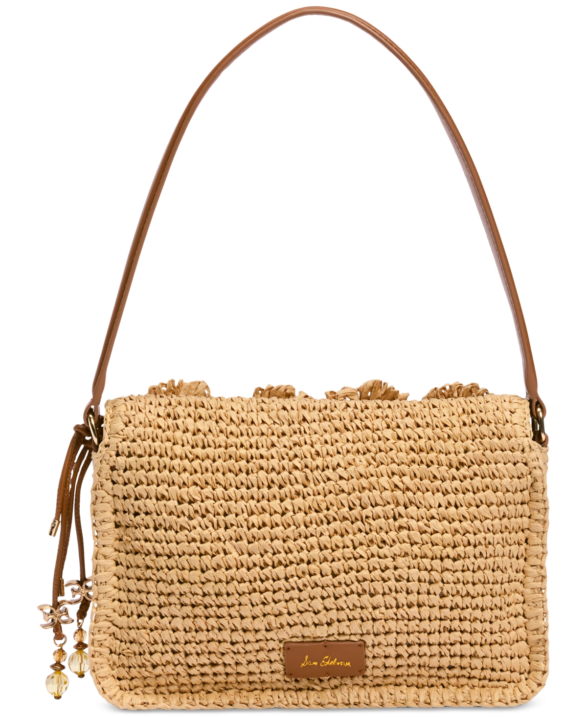 Sam Edelman Phoebe Small Raffia Shoulder Flap Shoulder Bag