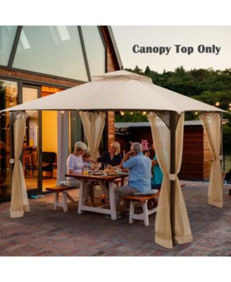 10 x 12 Feet Gazebo Replacement Top with Air Vent and Drainage Holes-Beige