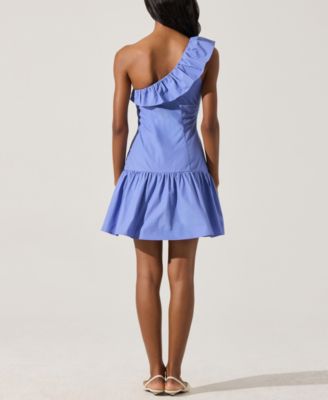 Women's Asymmetrical Ruffled Cotton Mini Dress