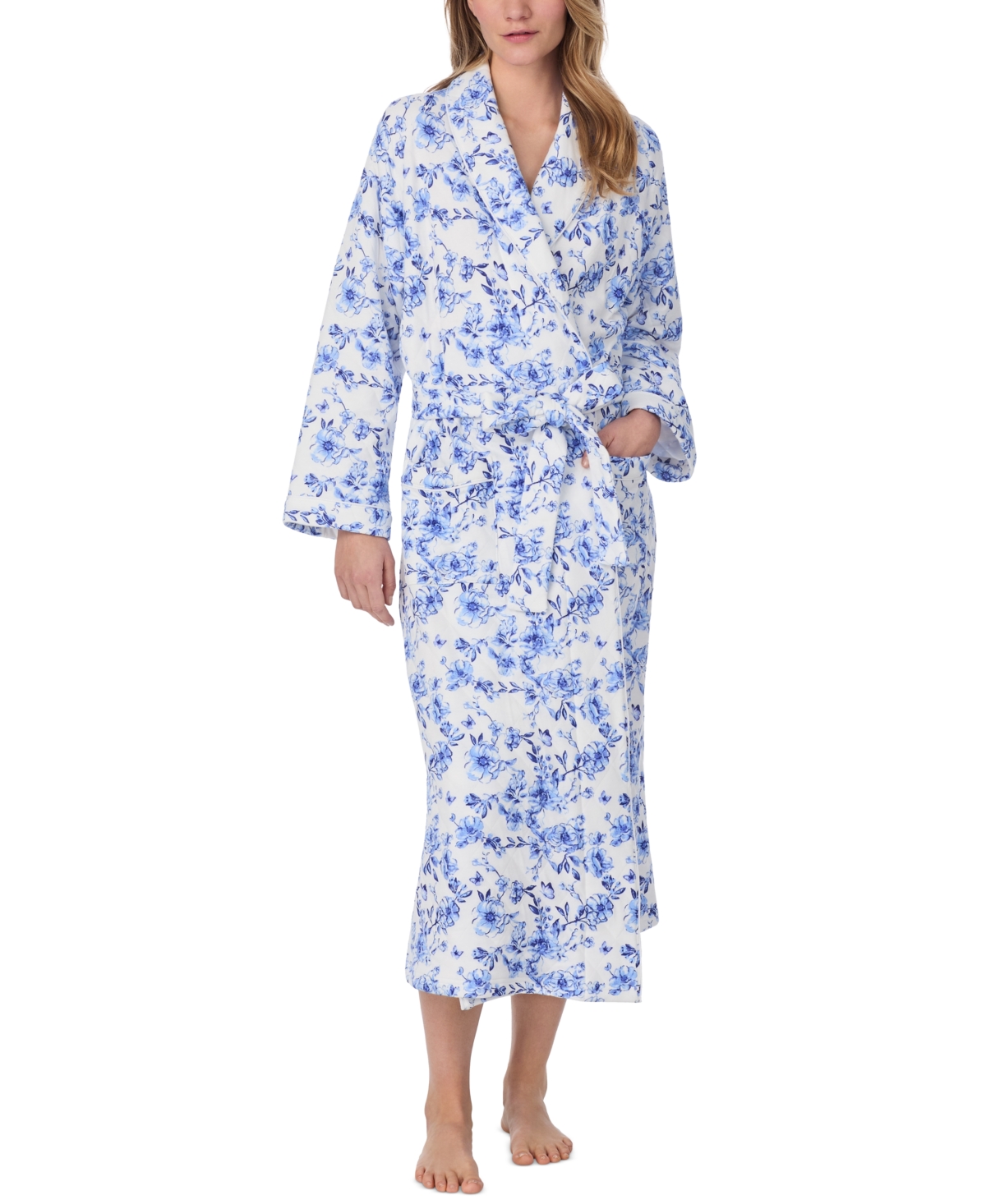 Eileen West Women's Silky Waffle-knit Ballet Robe In Blue