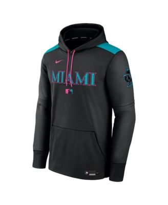 Men's Black Miami Marlins 2025 City Connect Authentic Collection Therma Pullover Hoodie