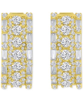 Oval Puffy Hoop Earrings in 14K Gold over Sterling Silver