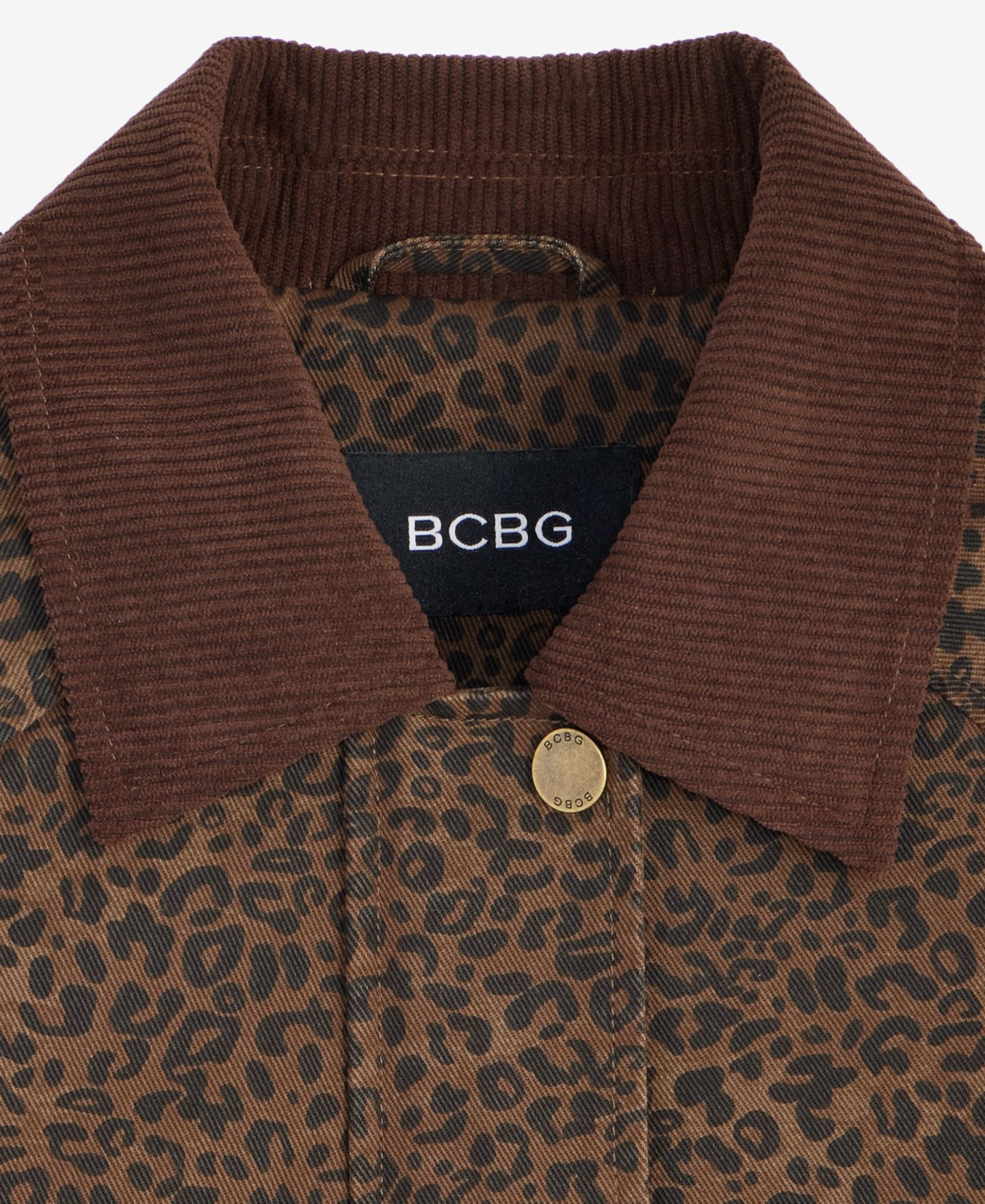Женская куртка BCBG Corduroy-Collar Barn, цвет: Коричневый леопардовый — фото 7
