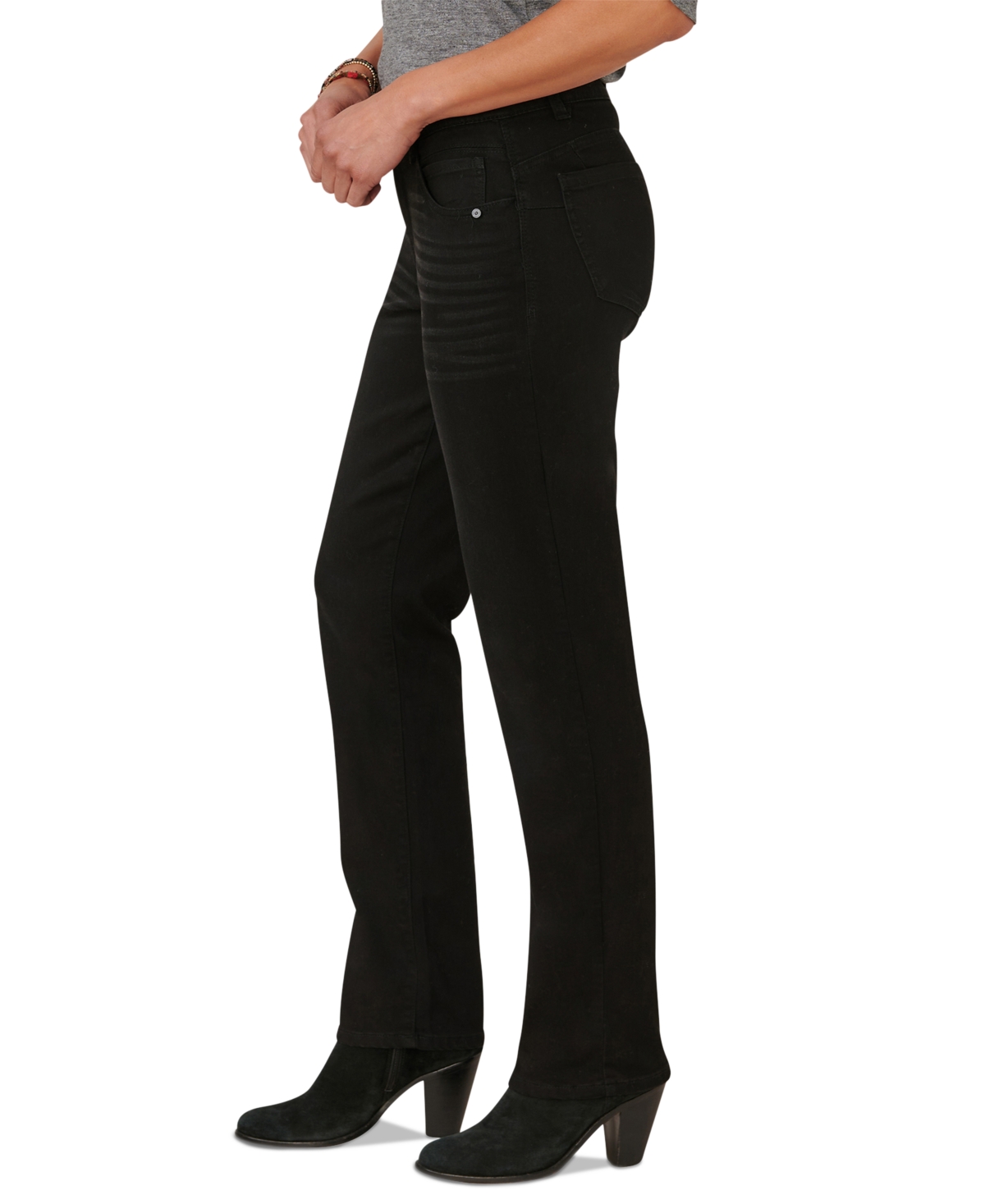 Democracy Women's "ab" Solution Mid-rise Straight-leg Jeans In Black