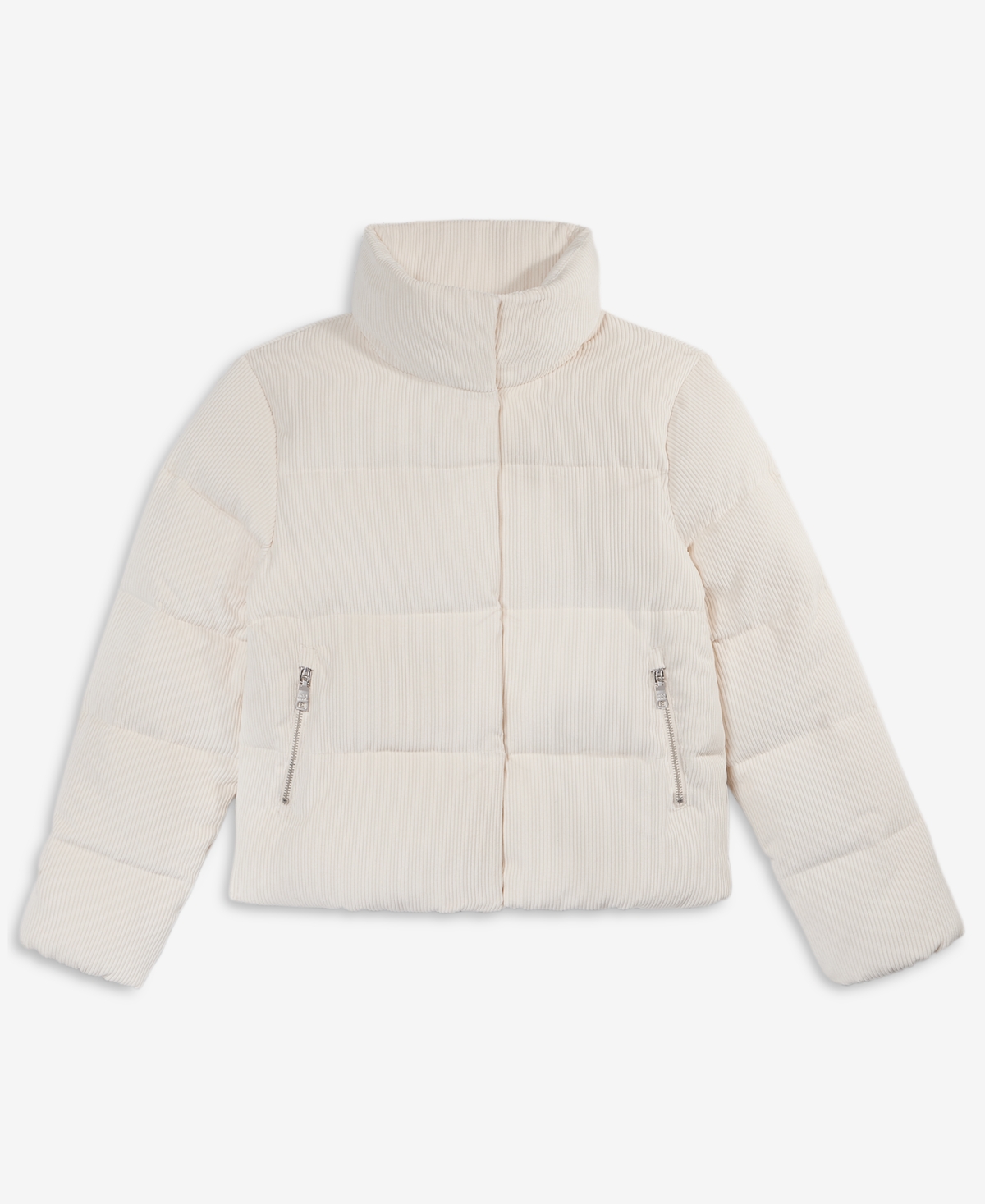 Steve Madden Women's Corduroy Zip-front Puffer Coat In Neutral
