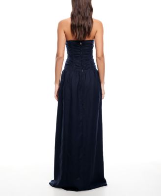 Women's Lush Strapless Linen-Blend Maxi Dress