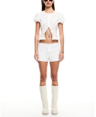 Women's Bardot Cotton Eyelet Tie-Front Shorts