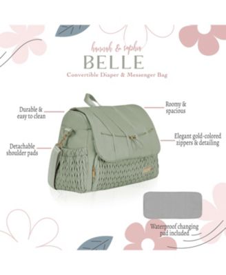 Hannah&Sophia Belle Convertible Diaper Backpack & Messenger Bag in Moonmist Blue