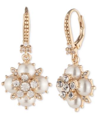 Marchesa - Gold-Tone Crystal & Imitation Pearl Drop Earrings