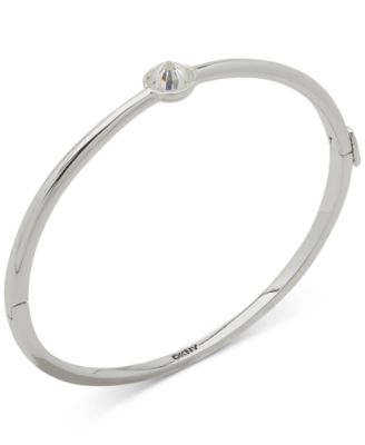 DKNY - Gold-Tone Crystal Spike Stone Bezel Polished Bangle Bracelet