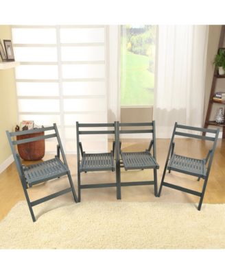 Foldable Slatted Wood Event Chair Set (4)