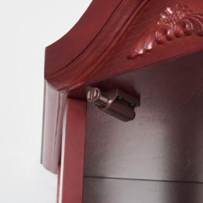 Carved Crown, Elegant Glass Cabinet in Cherry or Oak