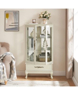 Lighted Glass Curio Cabinet with Bulbs