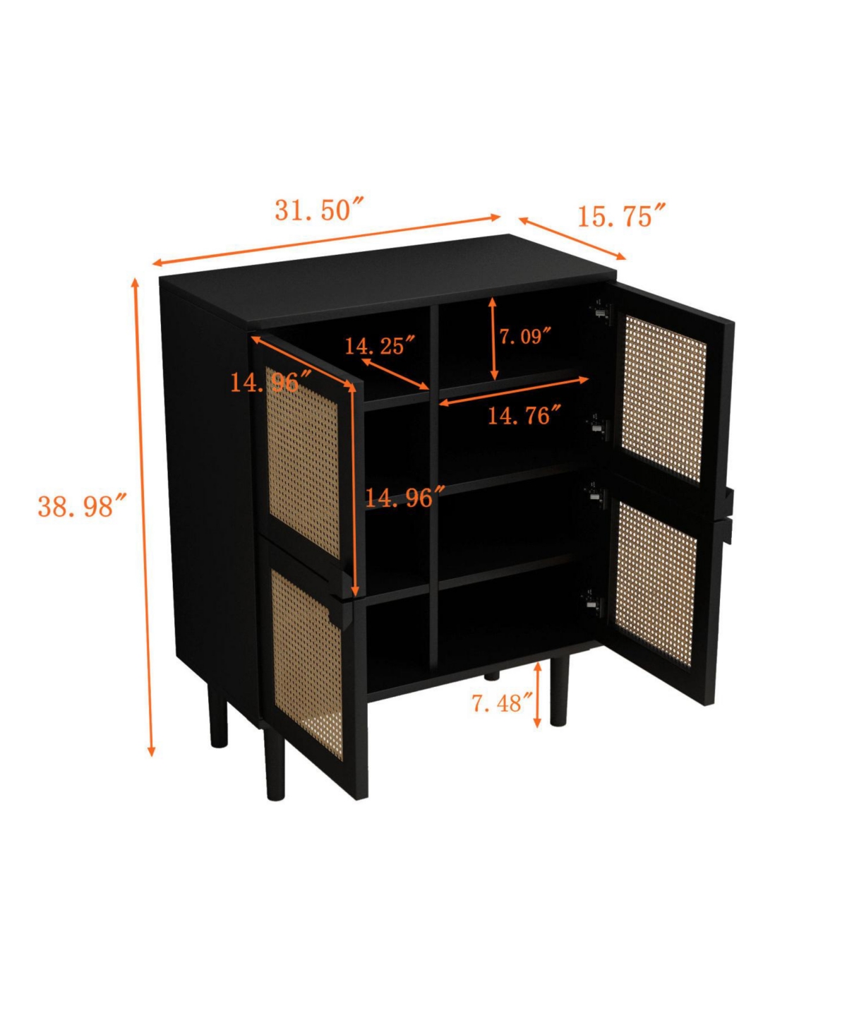 Streamdale 4-Door Rattan Mesh Cabinet for Entryway