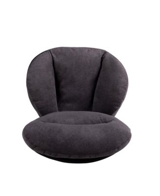 Chenille Lounge Chair with Faux Leather & Metal Base