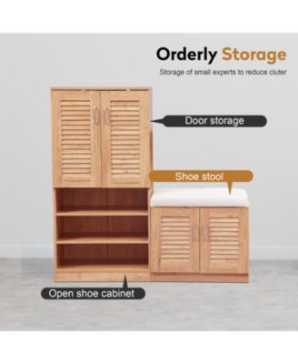 Streamdale Multifunctional Shoe Cabinet with Storage, Bench & Adjustable Shelves for Hallway