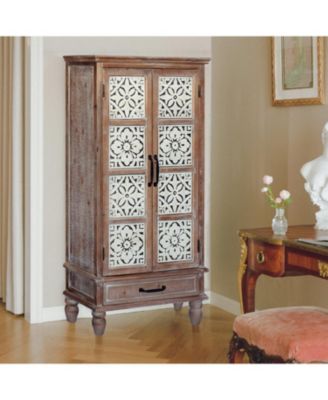 55" Rustic Wood Tower Cabinet with Storage