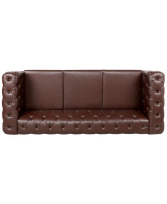 84.06" Width Traditional Square Arm Removable Cushion 3 Seater Sofa