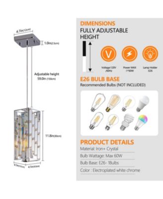 Streamdale Modern Crystal Pendant Light - 3 Pack, Adjustable Hanging Lamp