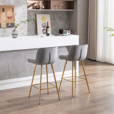 Streamdale Velvet Bar Stools, Golden Leg