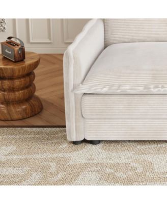 Corduroy 4-Seater Cloud Couch with Footrests & Cushions