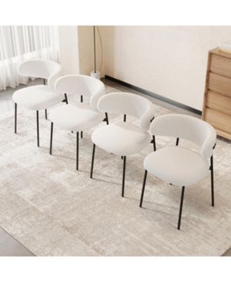 4-Piece Velvet Dining Chairs with Metal Legs