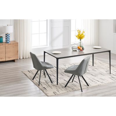 Streamdale Dining Chair,Thickened fabric chairs with metal legs Set of 2,Grey