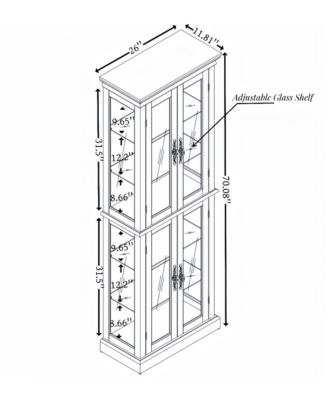Streamdale Lighted Glass Display Cabinet, Wood Frame