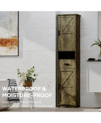 Streamdale Tall Bathroom Storage Cabinet with Sliding Doors and Drawer