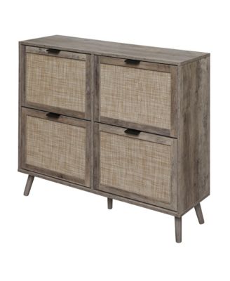 4 Door Shoe Rack, Freestanding Modern Shoe Storage Cabinet, for Entryway