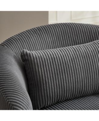 Streamdale 34" Corduroy Swivel Barrel Chair w/ Pillow - Charcoal
