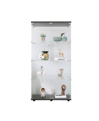 Black 4-Shelf Glass Display Cabinet