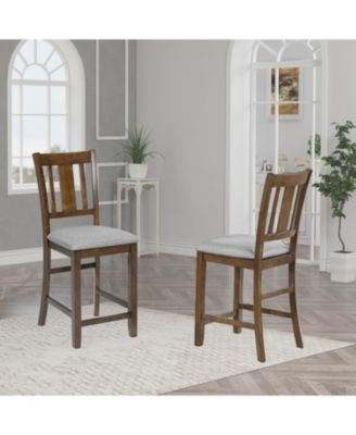 Counter Height Dining Chairs (4) with Walnut Padded Seat