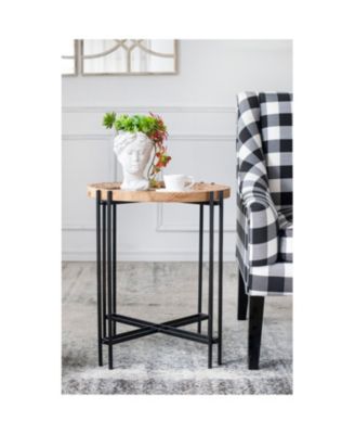 Round Side Table with Wood Top