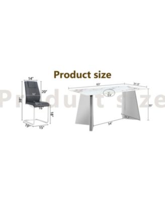 Streamdale Cold Jade Dining Table Set with 6 Black PU Chairs