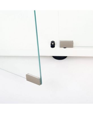 White Tempered Glass wood Cabinet w/ LED, Lock & Wheels