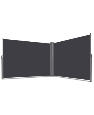 237 x 63 Inch Patio Retractable Double Folding Side Awning Screen Divider