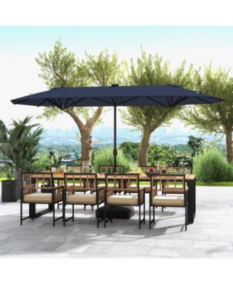 13FT Double-sided Patio Umbrella with Solar Lights for Garden Pool Backyard