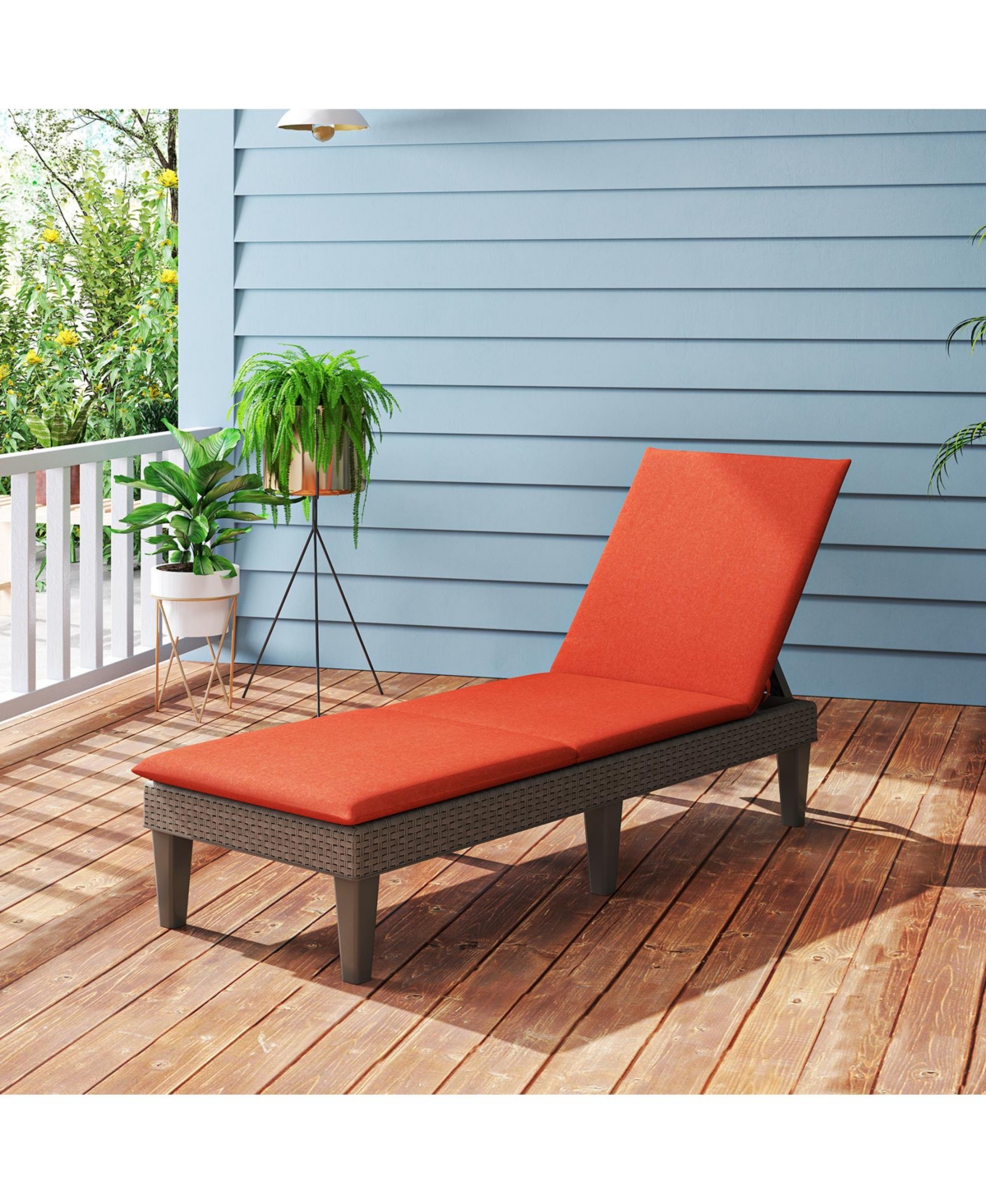 Patio Lounge Outdoor Recliner Chair with Cushion 3-Position Adjustable Backrest