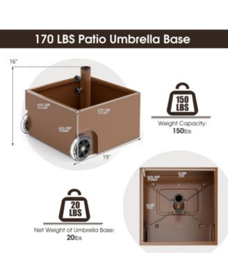 150 Pounds Patio Umbrella Base Stand Wheels Planter Outdoor-Coffee