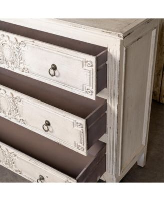 Vintage Pinewood Cabinet with Antique Cream Finish and Spacious Drawers for Timeless Appeal