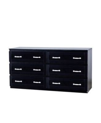 Streamdale Black Side Cabinet with 6 Drawers for Living Room, Bedroom or Hallway
