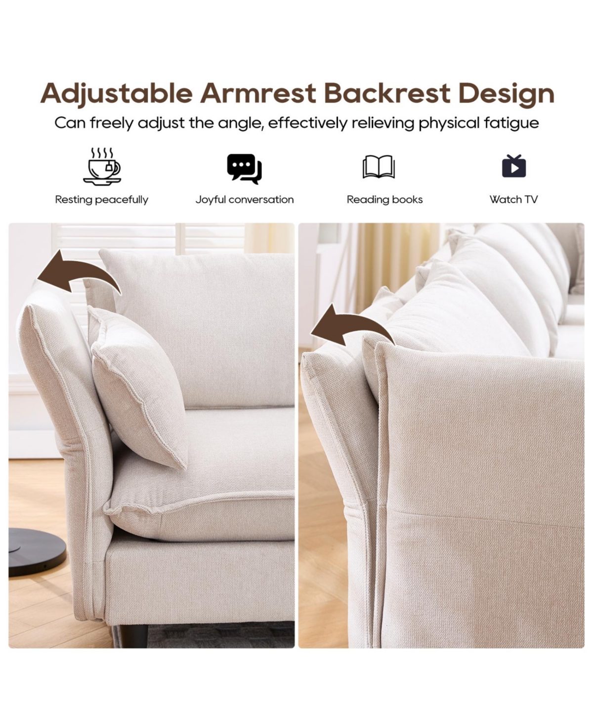 Streamdale Modular Sectional Sofa, L Shaped Couch Set for Living Room, 4-Seater Comfy Cloud Couches with Movable Ottoman Beige