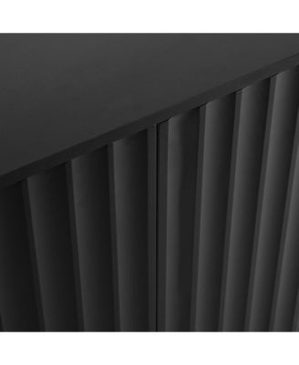 Cream Sideboard with 4 Fluted Doors and 5 Wood Legs