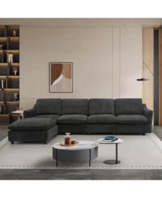 Streamdale 5-seat Convertible Black L-shaped Sectional Sofa with Reversible Chaise, Armless, Indoor