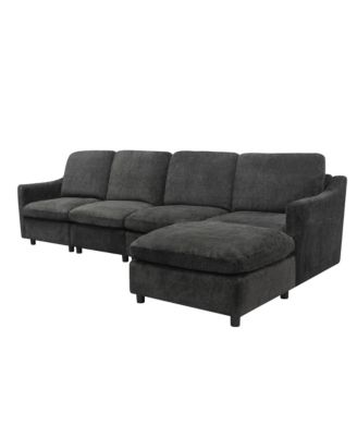 Streamdale 5-seat Convertible Black L-shaped Sectional Sofa with Reversible Chaise, Armless, Indoor